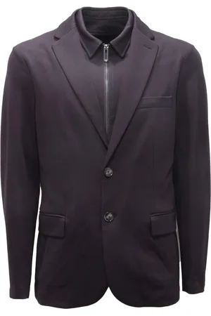 Emporio Armani Jakke, Herre, Blå, S, Marineblå Elastisk Jakke med Aftagelig Front
