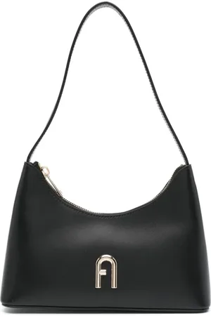 Furla Taske, Dame, Sort, ONE SIZE, Uld, Sort Lædertaske med Guld-tone Logo