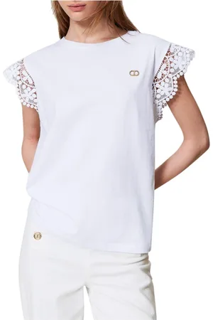 Twin-Set Top, Dame, Hvid, M, Bomuld, Hvid T-shirt og Polo Sæt