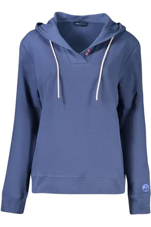 North Sails Sweathshirts & Hoodies, Dame, Blå, L, Bomuld, Præget Logo Hættetrøje Blå