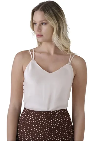 Kocca Top, Dame, Hvid, L, V-hals Krydsryg Cami Top