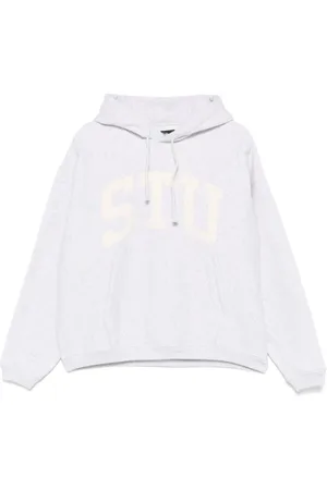 STUSSY Sweathshirts & Hoodies, Herre, Grå, L, Uld, Grå Snørehætte Sweater