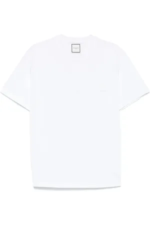 WOOYOUNGMI Top, Herre, Hvid, XS, Hvid Logo Patch Crew Neck T-shirt
