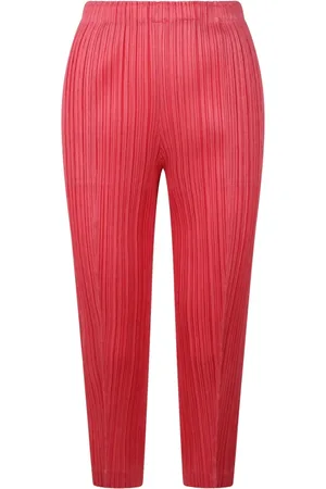 Issey Miyake Bukser, Dame, Lyserød, M, Polyester, Plisserede Tapered Bottoms Bukser