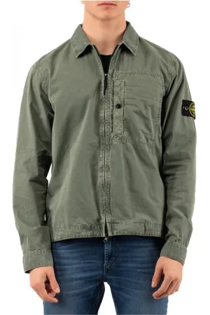 Stone Island Jakke, Herre, Grøn, L, Uld, Stilfuld Overshirt til Mænd