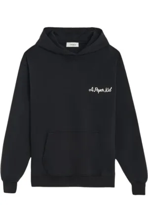 A PAPER KID Sweathshirts & Hoodies, Herre, Sort, S, Bomuld, Hættetrøje med lomme og tryk