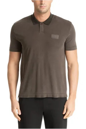 EA7 Top, Herre, Brun, M, Ensfarvet Polo Shirt med Logo Detalje