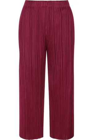 Issey Miyake Bukser, Dame, Brun, M, Polyester, Marts Plisserede Bukser