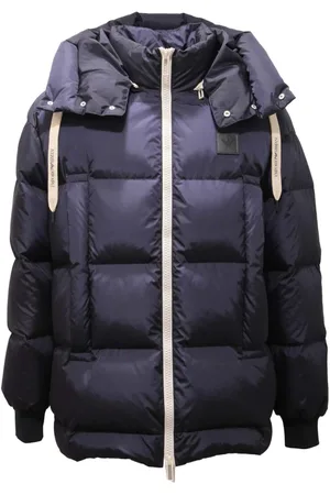 Emporio Armani Jakke, Herre, Blå, 2XL, Uld, Foret Dunjakke med Aftagelig Hætte