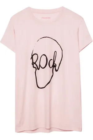Zadig & Voltaire Top, Dame, Lyserød, S, Uld, Skull Print Tee