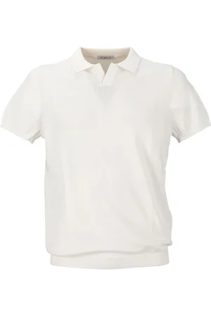 PEOPLE OF SHIBUYA Top, Herre, Hvid, S, Bomuld, Blød Bomuld Cashmere Polo Skjorte