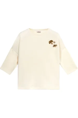 Oltre Top, Dame, Hvid, S, Uld, Scuba T-shirt med smykkeapplikationer