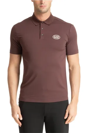 EA7 Top, Herre, Brun, M, Polo Shirt med trykknaplukning og logo