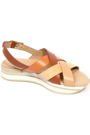 Hogan Sko, Dame, Brun, 36 1/2 EU, Krydsede Stropper Sandal Made in Italy
