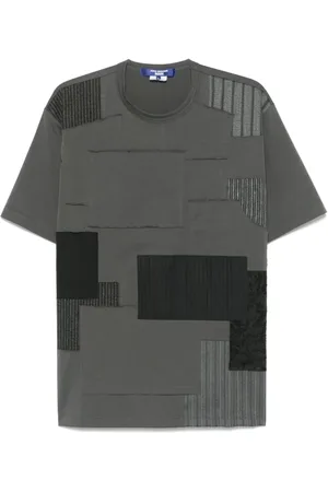JUNYA WATANABE Top, Herre, Grå, L, Bomuld, Patchwork T-shirt med Unikt Design