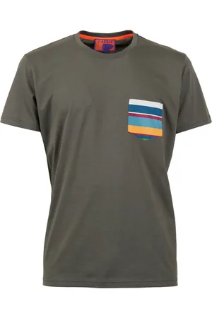 Gallo Top, Herre, Grøn, 2XL, Bomuld, Mænds ensfarvet grøn bomulds T-shirt med flerfarvet brystlomme