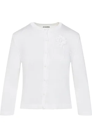Jil Sander Strik, Dame, Hvid, S, Uld, Elegant Hvid Sweater