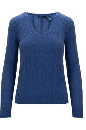 Ralph Lauren Strik, Dame, Blå, XS, Uld, Dame Pullover Sweater