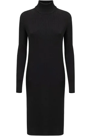 Bottega Veneta Kjole, Dame, Sort, XS, Uld, Sort Uld Midi Kjole