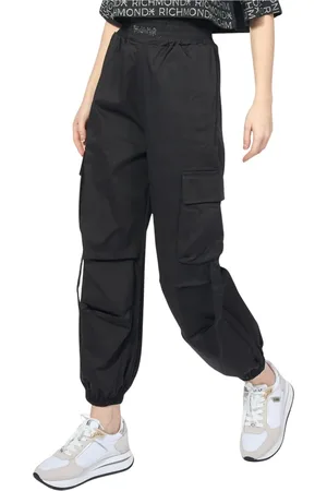 DISCLAIMER Bukser, Dame, Sort, M, Cargo Sorte Bukser med Logo Patch
