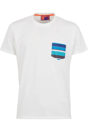 Gallo Top, Herre, Hvid, XL, Bomuld, Herre ensfarvet hvid bomulds T-shirt med flerfarvet brystlomme