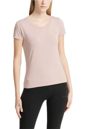 EA7 Top, Dame, Lyserød, S, Bomuld, Ensfarvet Logo Swarovski T-shirt