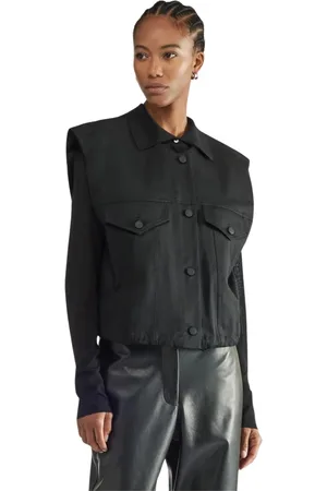 LIVIANA CONTI Jakke, Dame, Sort, XS, Bomuld, Bomuld Gabardine Vest med Brede Skuldre
