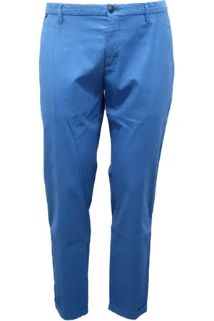At.p.Co Bukser, Herre, Blå, XL, Slim Fit Bukser med Ombukket Hem