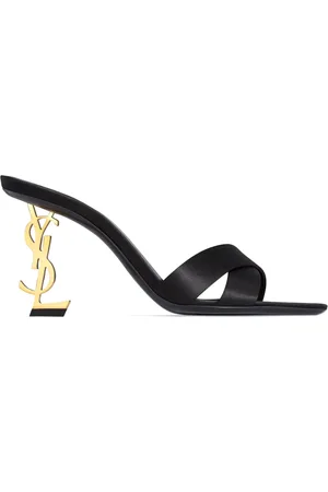 Saint Laurent Sko, Dame, Sort, 37 1/2 EU, Uld, Stilfulde Sommer Sandaler