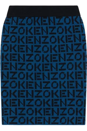 Kenzo Nederdel, Dame, Blå, M, Uld, Elegant Kort Nederdel