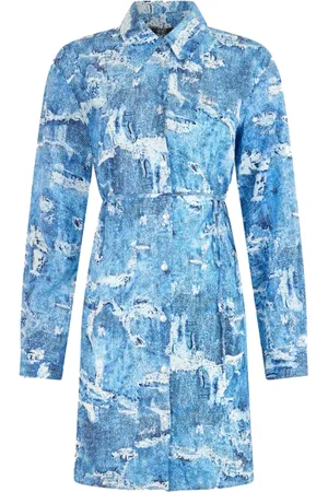 Liu Jo Kjole, Dame, Blå, S, Denim, Denim Print Midi Skjortekjole
