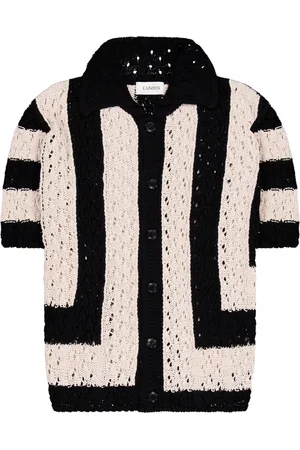 LANEUS Strik, Herre, Sort, M, Bomuld, Strikket boxy polo