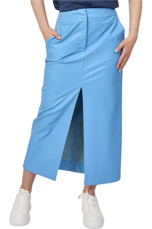 JIJIL Nederdel, Dame, Blå, XS, Denim, Denim Lang Nederdel med Frontslids