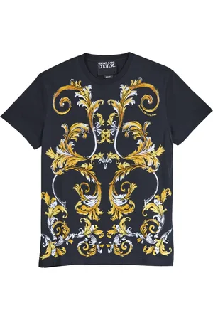 VERSACE Top, Herre, Sort, XL, Bomuld, Barocco Outline T-Shirt i sort