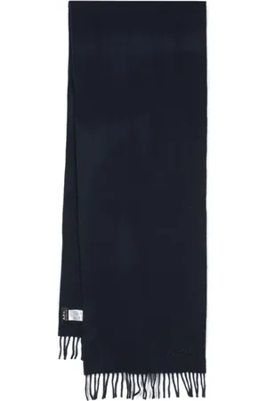 A.P.C. Tilbehør, Herre, Blå, ONE SIZE, Uld, Marineblå Uldtørklæde med Logo