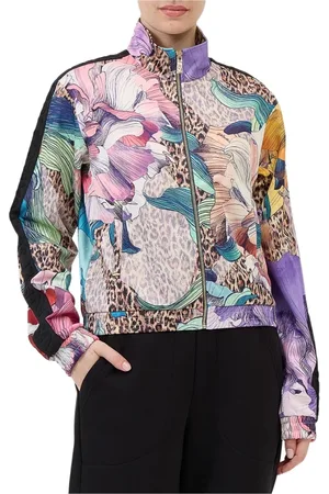 Roberto Cavalli Jakke, Dame, Flerfarvet, S, Uld, Blomstret lynlåsjakke