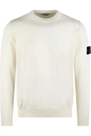 Stone Island Strik, Herre, , M, Bomuld, Bomuld Crewneck Sweater med hævet syning