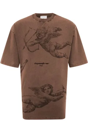 DIEGO VENTURINO Top, Herre, Brun, M, Bomuld, Vintage Grafisk Print Bomuld T-shirt