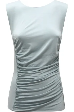 Emporio Armani Top, Dame, Blå, M, Jersey Top med Lynlås Bagpå