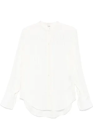 Chloé Bluser & Skjorter, Dame, Hvid, S, Bomuld, Hvid Button-Up Skjorte med Båndkrave