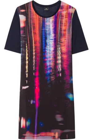 Paul Smith Kjole, Dame, Blå, S, Reflekterende Jerseykjole med Pøltryk