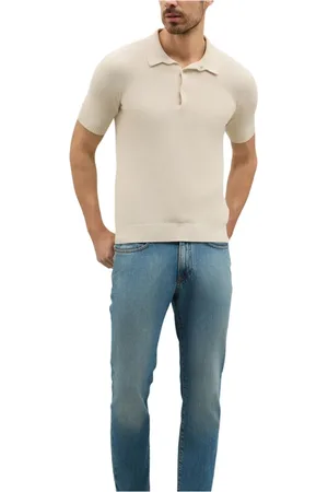 Boglioli Top, Herre, Hvid, 2XL, Bomuld, Honeycomb bomuld kortærmet Polo