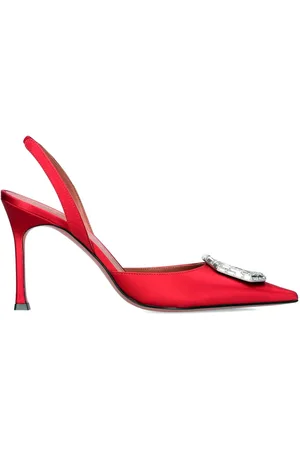 Amina Muaddi Sko, Dame, Rød, 38 1/2 EU, Rød Slingback Pumps