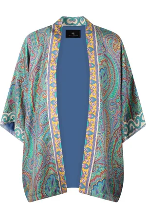 Etro Jakke, Dame, Flerfarvet, S, Chiffon, Silke Kimonoærme Top med Paisley Print