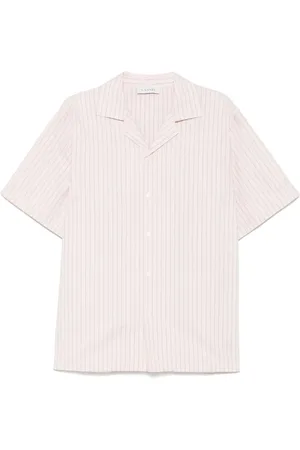 Lanvin Skjorte, Herre, Lyserød, L, Bomuld, Stribet Bowling Skjorte