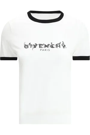 Givenchy Top, Dame, Hvid, L, Bomuld, Hvid t-shirt med jaguarer