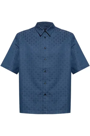 Givenchy Skjorte, Herre, Blå, XL, Bomuld, Blå Monogram Tekstureret Skjorte Marineblå