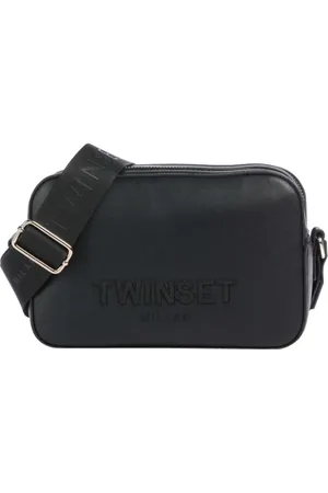 Twin-Set Taske, Dame, Sort, ONE SIZE, Uld, Sort skuldertaske med gyldne detaljer