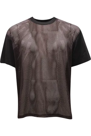Neil Barrett Top, Herre, Sort, M, Bomuld, Fairisle Thunderbolt Mesh T-Shirt