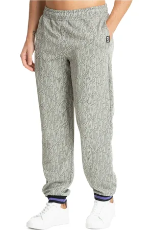 EA7 Bukser, Herre, Grå, M, Bomuld, Logo Print Multicolor Joggers med Snøre